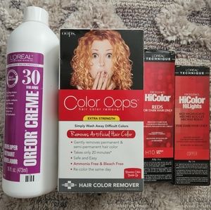Loreal Creme 30v , Color Oops color remover, Loreal Hicolor copper, red copper